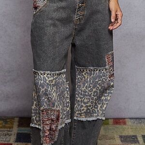 POL Gray Patchwork Boyfriend Jeans